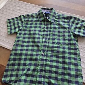 Kids Green and Blue Checkered Button Down Shirt